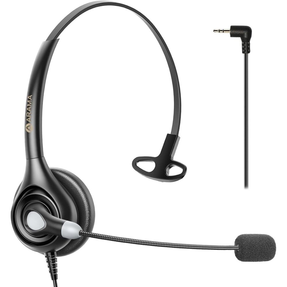Arama Cordless Phone Headset for Landline Phone, 2.5mm Jack Telephone Headset